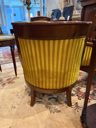 Paire de Bergères Gondole  Empire en Acajou et placage Acajou -  XIXème