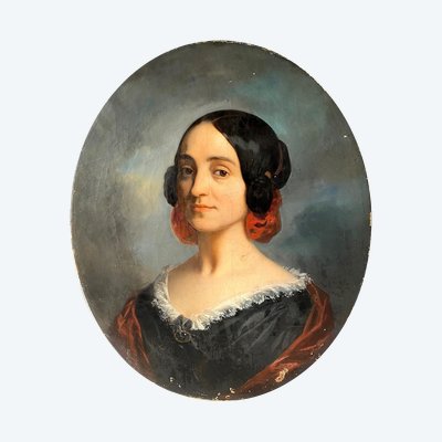 Ritratto di donna, olio su tela firmato e datato 1844 attribuito a Pierre Victor Galland 1822-1892