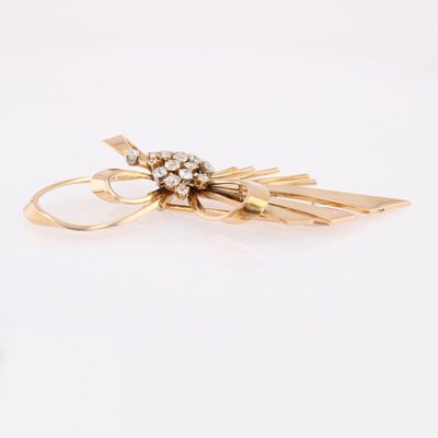 Spilla a fiocco vintage in oro rosa e diamanti