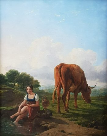 Eugène VERBOECKOVEN - The bull and the shepherdess