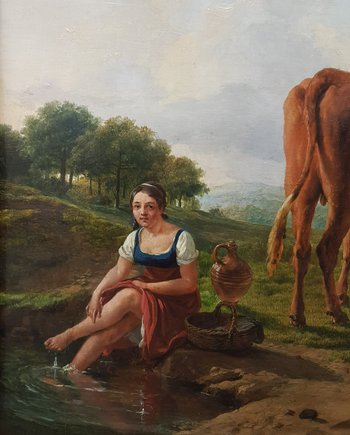 Eugène VERBOECKOVEN - The bull and the shepherdess