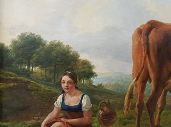 Eugène VERBOECKOVEN - The bull and the shepherdess