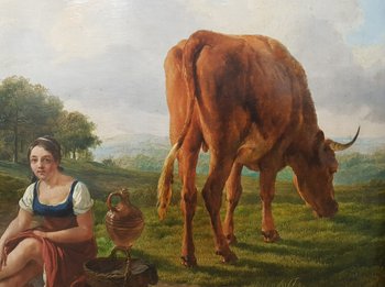 Eugène VERBOECKOVEN - The bull and the shepherdess