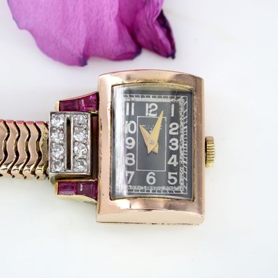 Montre tank diamants rubis calibrés