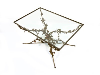 Table basse en fer forgé et verre, XXe siècle