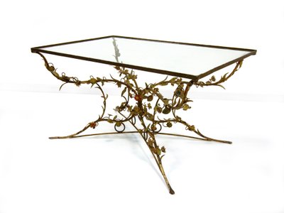 Table basse en fer forgé et verre, XXe siècle