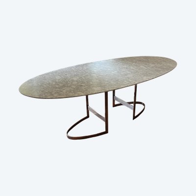 Vittorio INTROINI Herausgeber Fratelli Saporiti Bedeutender Ovaler Tisch aus Marmor
