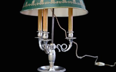 Lampe bouillotte  XIXème siècle Bronze argenté 