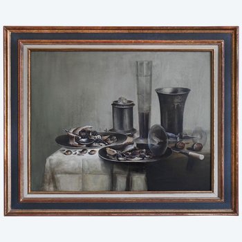 STANISLAS KOSTKA (né en 1954) Huile sur toile Nature morte