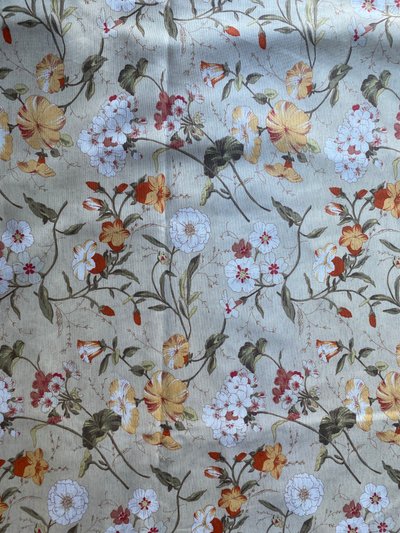 Paire de rideaux en coton et lin à motif floral – XXᵉ siècle