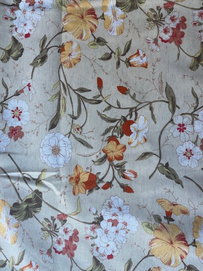 Paire de rideaux en coton et lin à motif floral – XXᵉ siècle