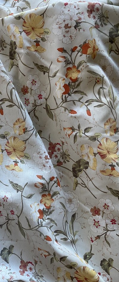 Paire de rideaux en coton et lin à motif floral – XXᵉ siècle