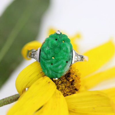 Bague art déco jade et diamants