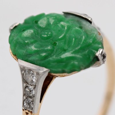 Bague art déco jade et diamants