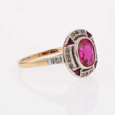 Antiker Art-Deco-Ring mit Diamanten und Rubinen, Verneuil