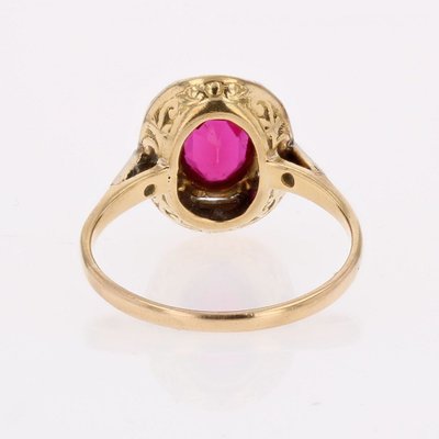 Antiker Art-Deco-Ring mit Diamanten und Rubinen, Verneuil