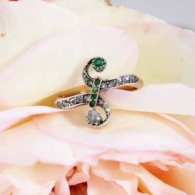 Bague Toi et Moi diamants émeraudes