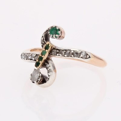 Bague Toi et Moi diamants émeraudes