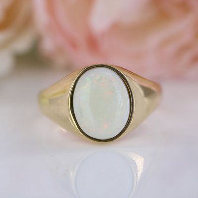 Bague jonc opale ancienne or jaune