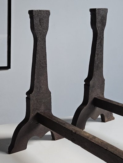 Pair of cast-iron antropomorphic andirons