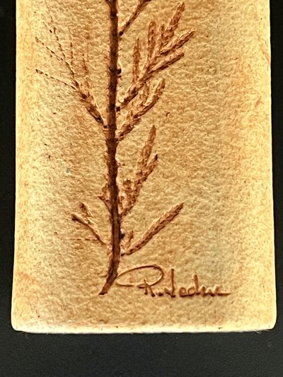 Vase en grès à décor d'herbier par Raymonde Leduc, Vallauris  années 60