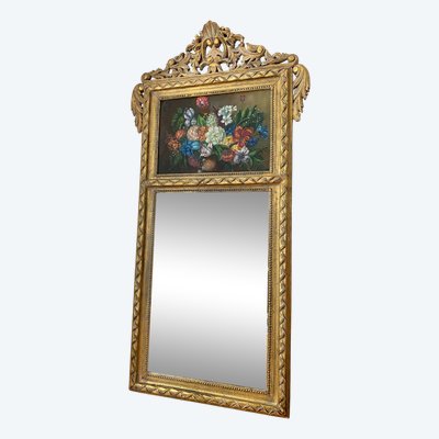 Grande specchio in legno dorato, circa 1900, 93x185 cm