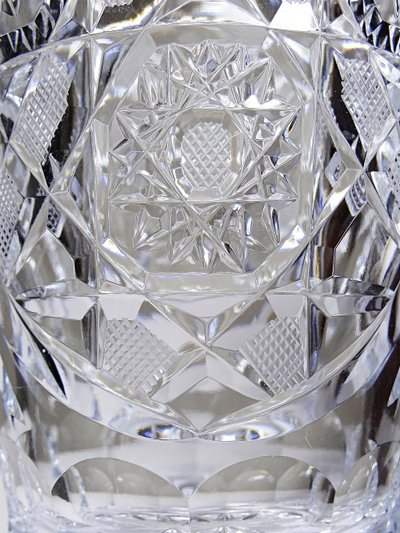 Grand vase en cristal taillé et moulé vintage 80-2000 Bohême Tchécoslovaquie