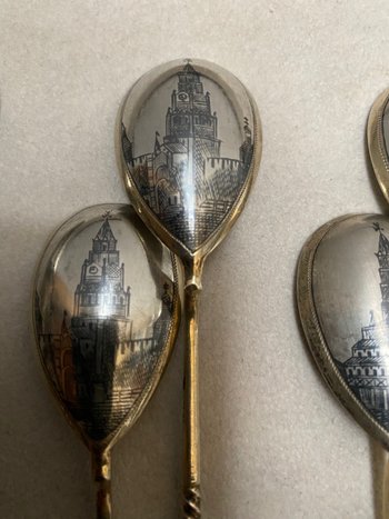 Set of twelve RUSSIAN vermeil silver spoons