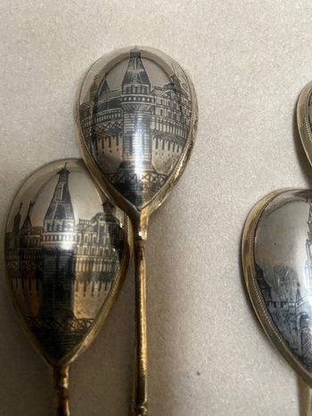 Set of twelve RUSSIAN vermeil silver spoons