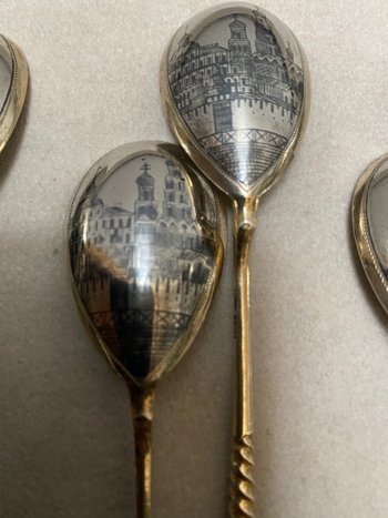 Set of twelve RUSSIAN vermeil silver spoons