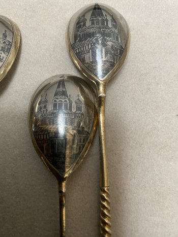 Set of twelve RUSSIAN vermeil silver spoons