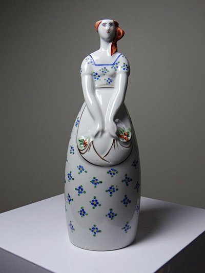 Rara bottiglia antica da collezione in porcellana di Michelaud Limoges, stile Robj Paris