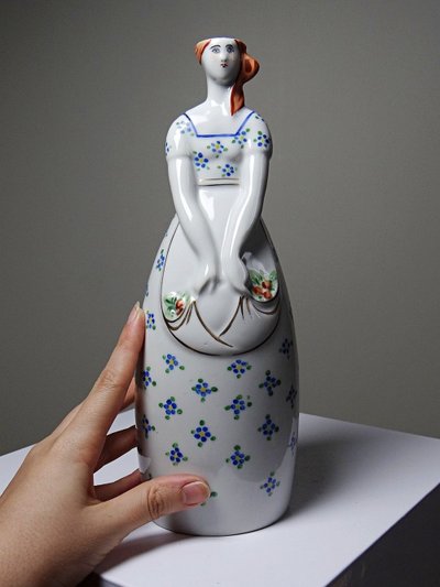 Rara bottiglia antica da collezione in porcellana di Michelaud Limoges, stile Robj Paris