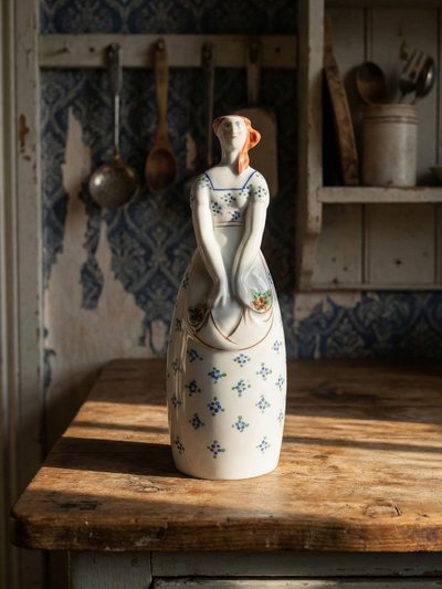 Rara bottiglia antica da collezione in porcellana di Michelaud Limoges, stile Robj Paris