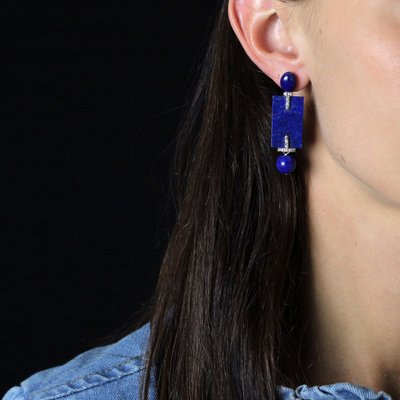 Lapis Lazuli And Diamond Earrings