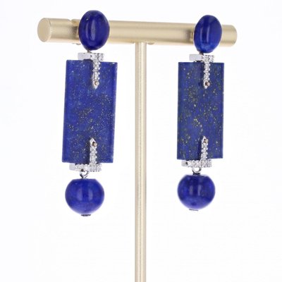 Lapis Lazuli And Diamond Earrings