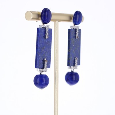 Lapis Lazuli And Diamond Earrings