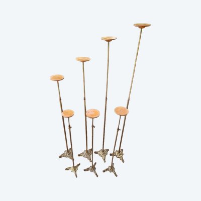 Set di 7 attaccapanni in bronzo, XIX secolo