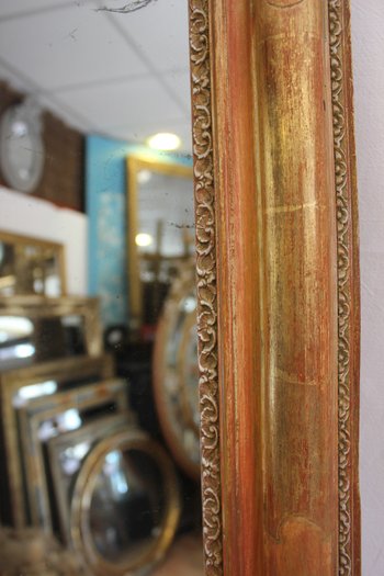 Miroir Ancien Feuille d'Or, Patine, Glace Mercure 65 X 83 Cm