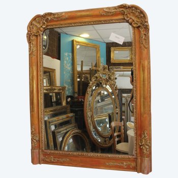 Miroir Ancien Feuille d'Or, Patine, Glace Mercure 65 X 83 Cm