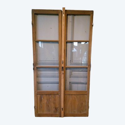 Antike Eichen-Doppelglastür aus dem 19. Jahrhundert