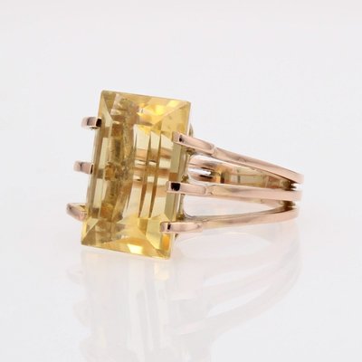 Bague or rose citrine sertie à griffes