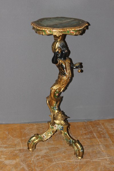 Venetian side table in carved and painted wood, Italy, 19th century