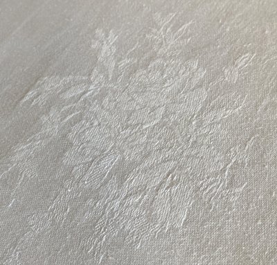 Tovaglia e i suoi 12 asciugamani in lino damascato - Monogramma H L - XIX secolo