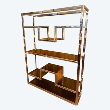 Mensola in acciaio cromato e ottone Circa 70