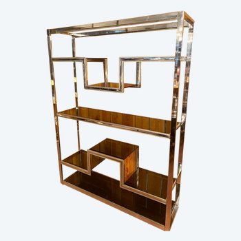 Etagere Chromed Steel And Brass Circa 70