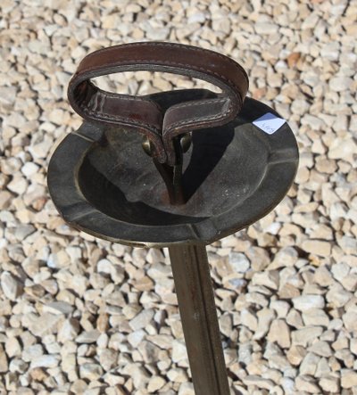 Standing ashtray by Jean Pierre RYCKAERT, 1950s, made of iron and leather