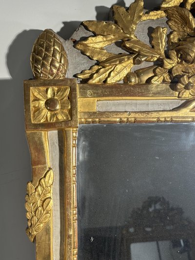Miroir Louis XVI Bois Sculpté D’époque XIXe – Patine D’origine