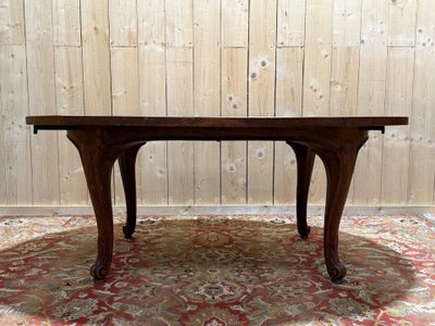 Louis XV style oval dining room table in solid oak