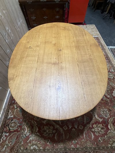 Louis XV style oval dining room table in solid oak
